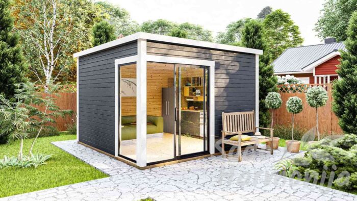 Modernus mediniai sodo nameliai