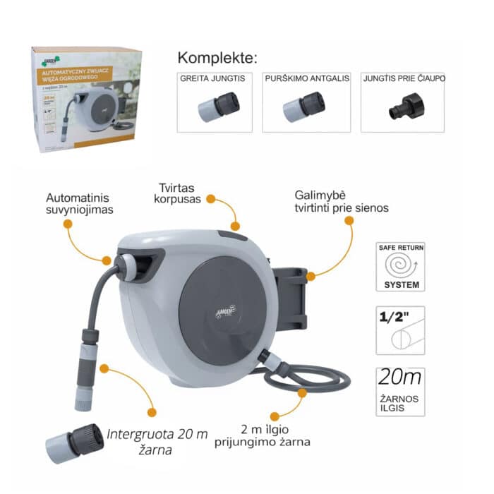 Automatinė sodo žarnos ritė, 20 m - Image 4