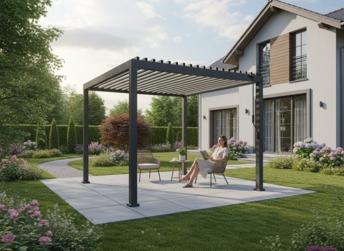 Pergola PREMIUM su LED 3×3×2,5 m (dvigubas stogas) - Image 4