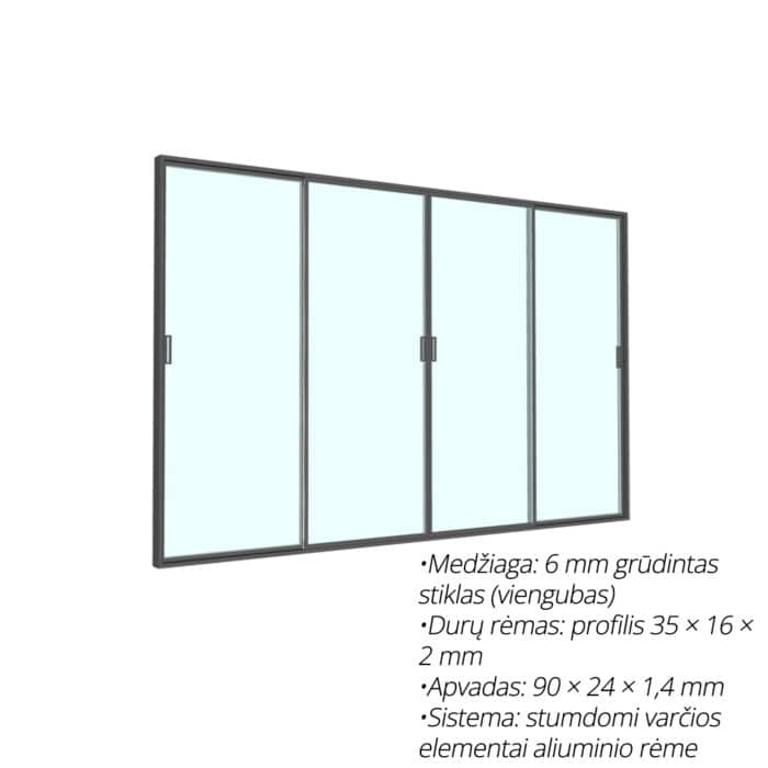 Stumdomos stiklinės durys PREMIUM pergolai 4 m - Image 3